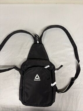 Reebok Black Men's Sling Bag with White Logo